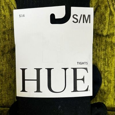 Black Ribbed Bamboo/Spandex Blend Full Foot Soft Feel Opaque Tights Hue Sz S/M